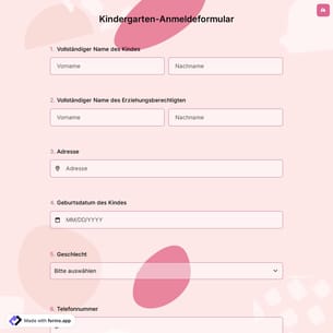Kindergarten-Anmeldeformular