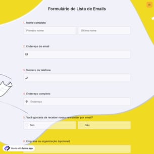 Formulário de Lista de Emails