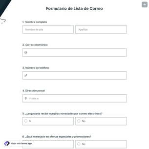 Formulario de Lista de Correo
