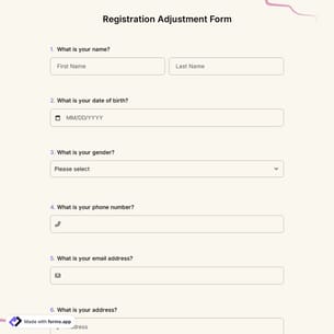 Registration Adjustment Form