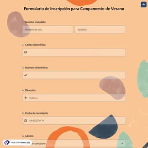 Formulario de Inscripción para Campamento de Verano