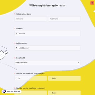 Wählerregistrierungsformular