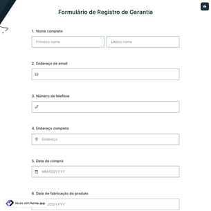 Formulário de Registro de Garantia