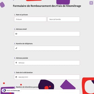 Formulaire de Remboursement des Frais de Kilométrage