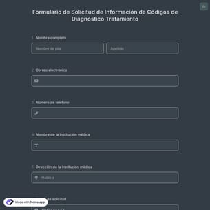Formulario de Solicitud de Información de Códigos de Diagnóstico Tratamiento
