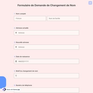Formulaire de Demande de Changement de Nom