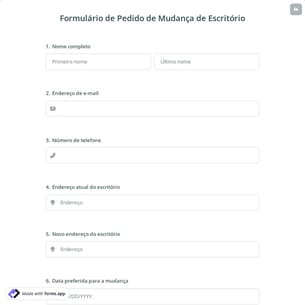 Formulário de Pedido de Mudança de Escritório