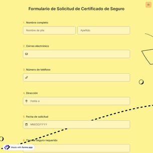 Formulario de Solicitud de Certificado de Seguro