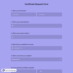 Certificate Request Form