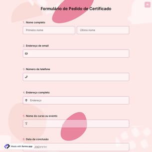 Formulário de Pedido de Certificado