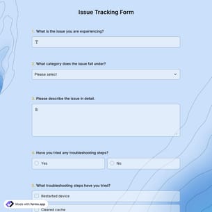 Issue Tracking Form