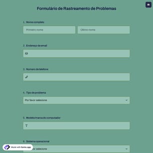 Formulário de Rastreamento de Problemas
