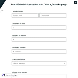 Formulário de Informações para Colocação de Emprego