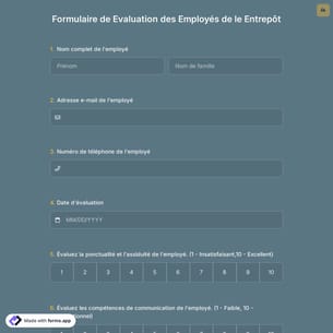 Formulaire de Evaluation des Employés de le Entrepôt