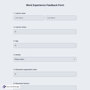 Work Experience Feedback Form
