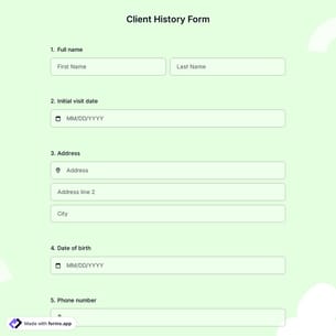 Client History Form