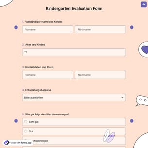 Kindergarten Evaluation Form
