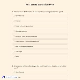 Real Estate Evaluation Form