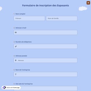 Formulaire de Inscription des Exposants