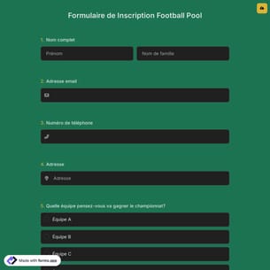 Formulaire de Inscription Football Pool