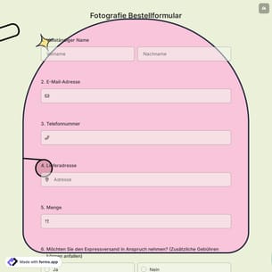 Fotografie Bestellformular