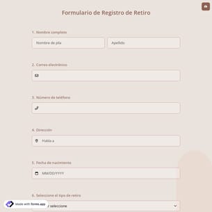 Formulario de Registro de Retiro