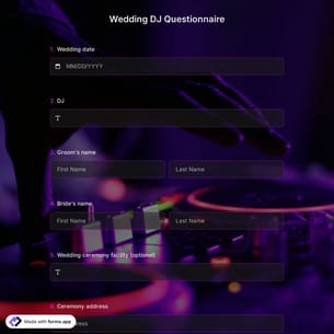 Wedding DJ Questionnaire