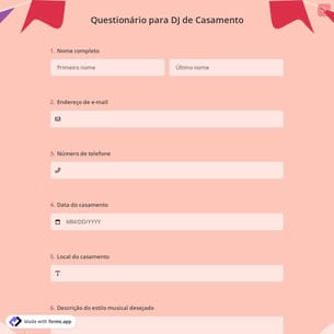 Questionário para DJ de Casamento