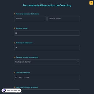 Formulaire de Observation de Coaching