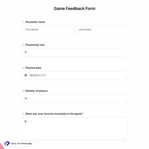 Game Feedback Form