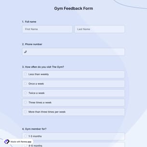 Gym Feedback Form