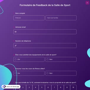 Formulaire de Feedback de la Salle de Sport