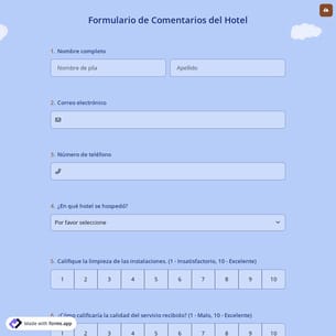 Formulario de Comentarios del Hotel