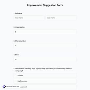 Improvement Suggestion Form