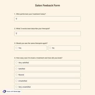 Salon Feedback Form