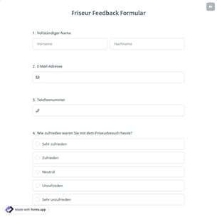 Friseur Feedback Formular