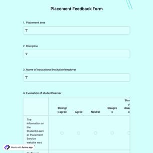 Placement Feedback Form