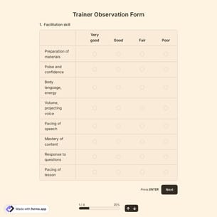 Trainer Observation Form