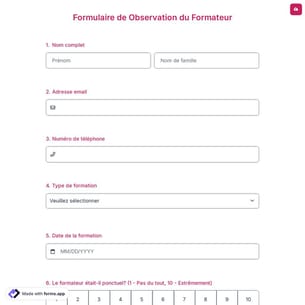 Formulaire de Observation du Formateur