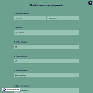 Kreditüberweisungsformular