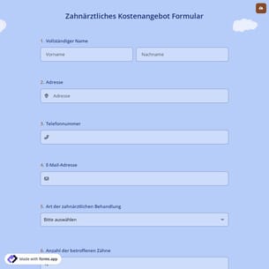 Zahnärztliches Kostenangebot Formular