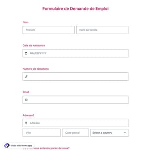 Formulaire de Demande de Emploi