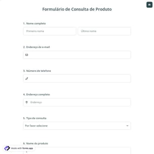 Formulário de Consulta de Produto