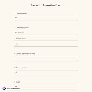 Product Information Form