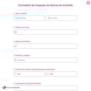 Formulário de Inspeção de Alarme de Incêndio