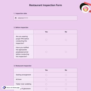 Restaurant Inspection Form