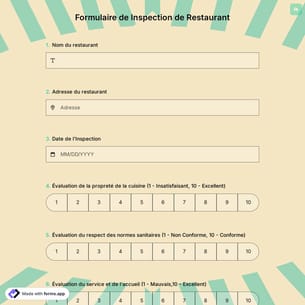 Formulaire de Inspection de Restaurant