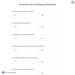 Formulário de Verificação de Banheiro