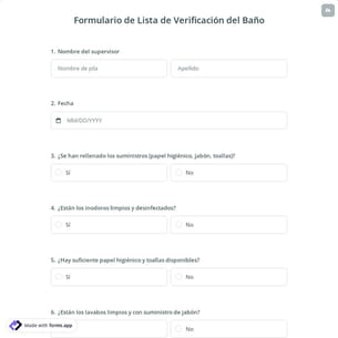 Formulario de Lista de Verificación del Baño