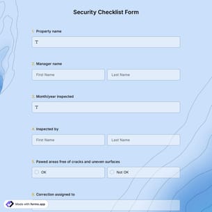 Security Checklist Form